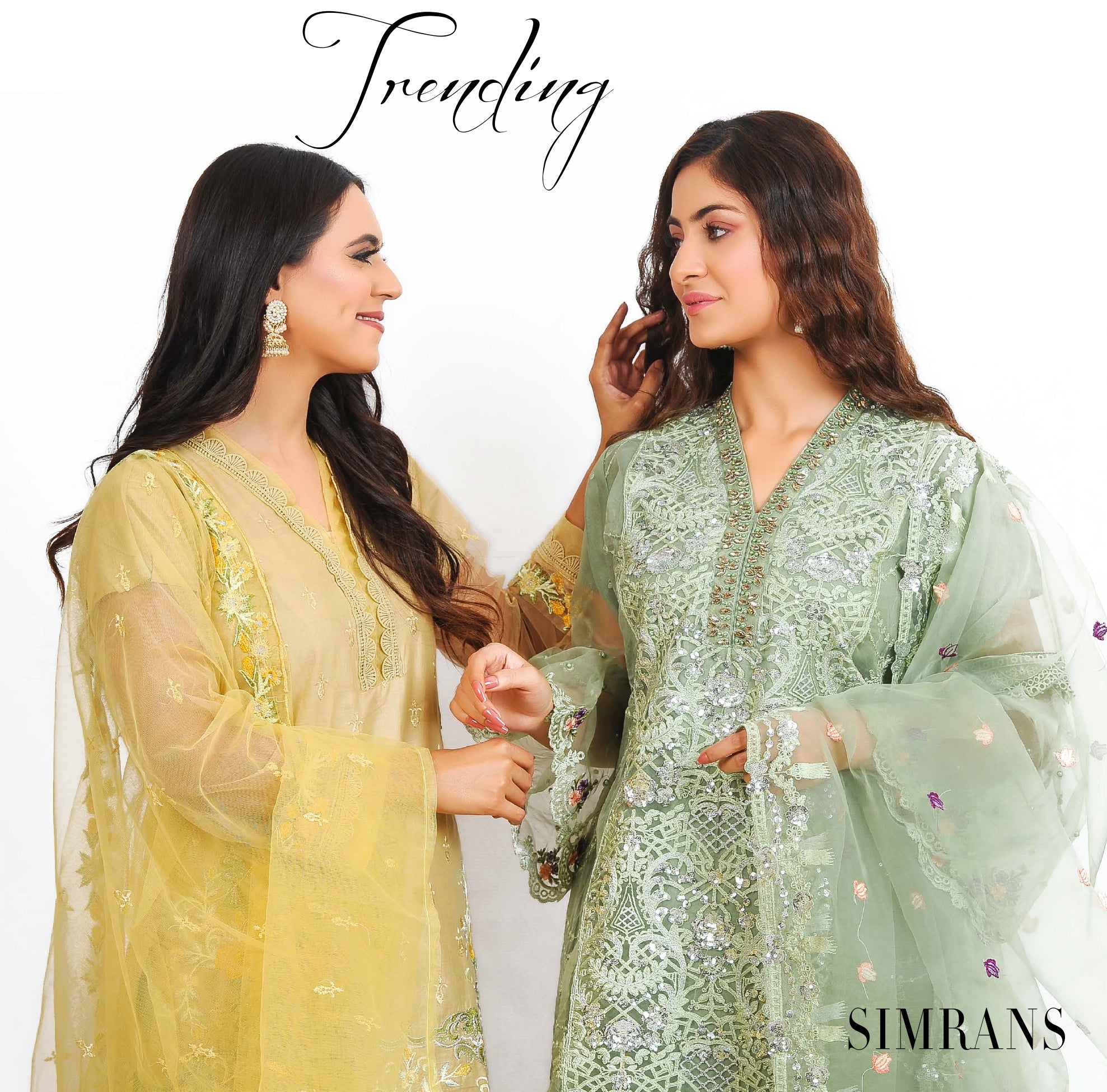 Embroidered detailed dress with Organza dupatta 3Pcs by Simran